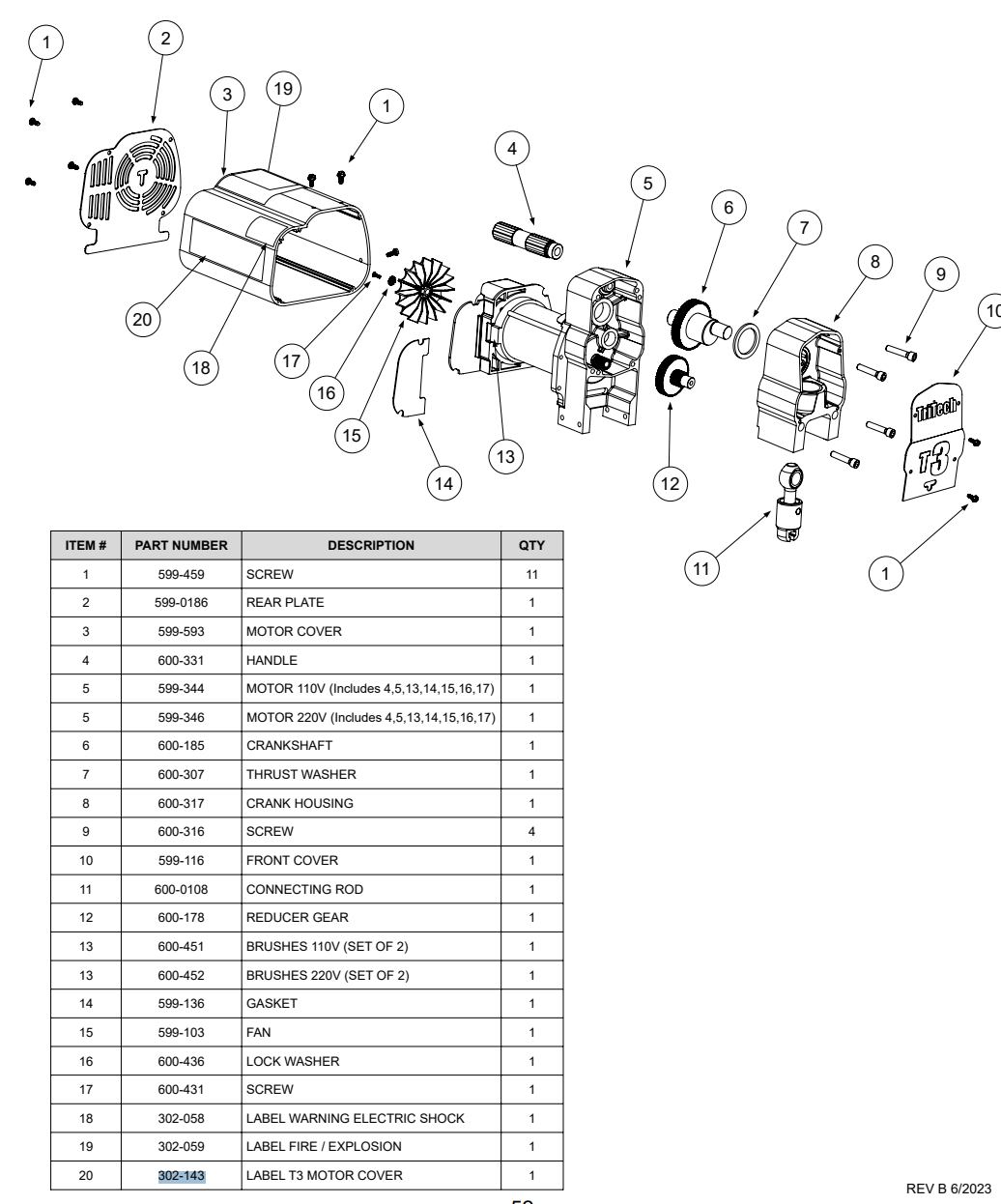TriTech Etikett Motorabdeckung – Ersatzteil
